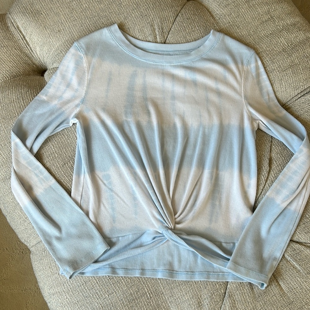 Ribbed Long Sleeve Tie Dyed shirt with twist in front
